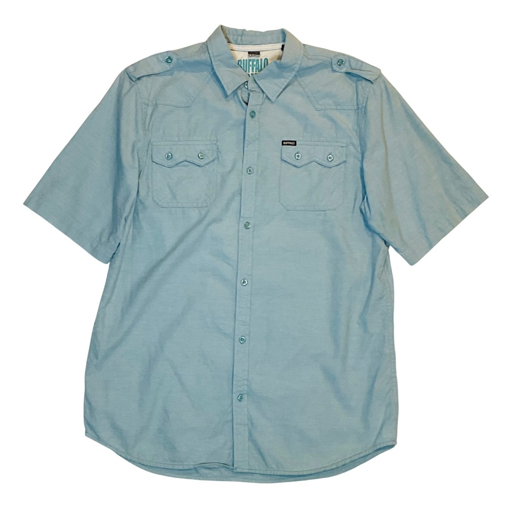BUFFALO David Bitton men's shirt cotton short sleeve Large blue button western